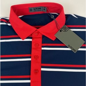 NWT G/Fore G4 Golf Polo Shirt Offset Stripe Red White Blue Men’s Medium $120